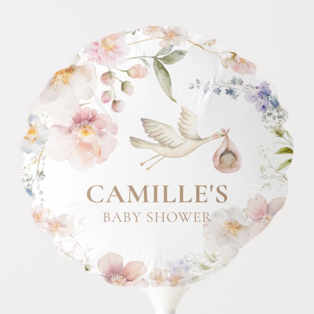 Wildflower Boho Girl Baby Shower Balloon (Front)