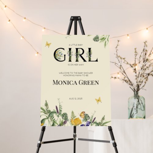 Wildflower Boho Girl Baby Shower Welcome Sign