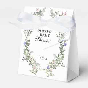 Wildflower Boho Green Gender Neutral Baby Shower Favor Boxes