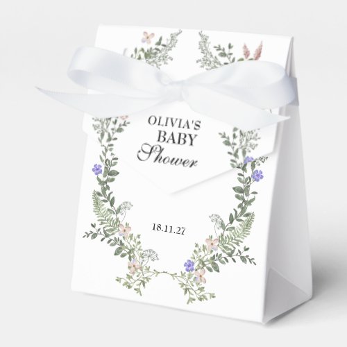 Wildflower Boho Green Gender Neutral Baby Shower  Favor Boxes