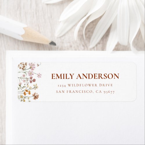 Wildflower Boho In Bloom Garden Return Address Label