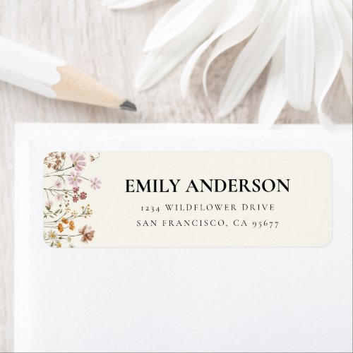 Wildflower Boho In Bloom Garden Return Address Label