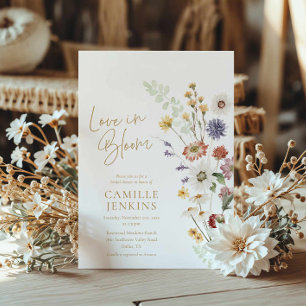 Wildflower Boho Love in Bloom Bridal Shower  Invitation