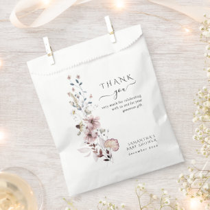 Wildflower boho minimalist modern Baby Shower Favor Bag
