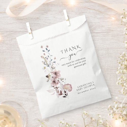 Wildflower boho minimalist modern Baby Shower  Favor Bag