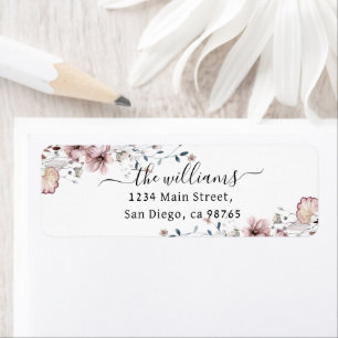 Wildflower boho minimalist modern Baby Shower Label