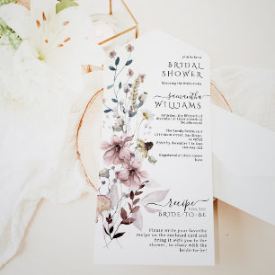 Wildflower boho minimalist modern Bridal Shower All In One Invitation