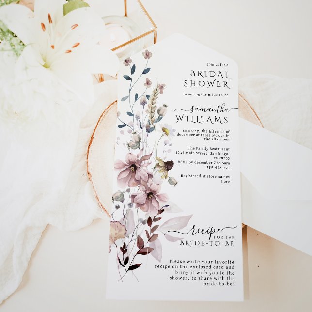 Wildflower boho minimalist modern Bridal Shower  All In One Invitation (Creator Uploaded)