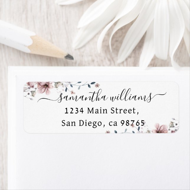 Wildflower boho minimalist modern Bridal Shower Label (Insitu)
