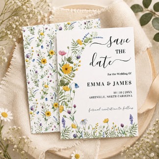 Wildflower Boho Minimalist Modern Meadow Wedding Save The Date