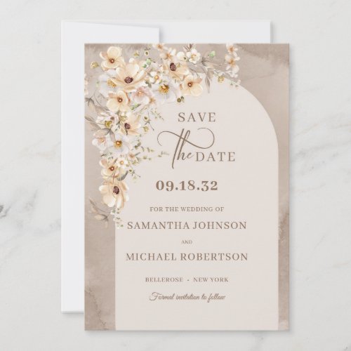 Wildflower boho minimalist modern Save the date