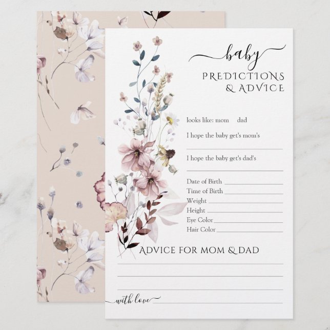 Wildflower boho modern Baby Shower Game (Front/Back)