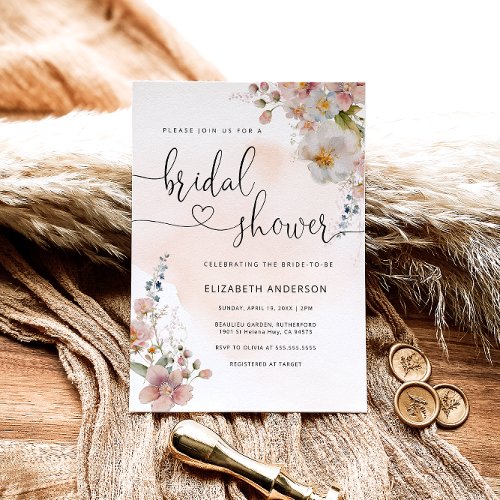 Wildflower Boho Modern Bridal Shower Invitation