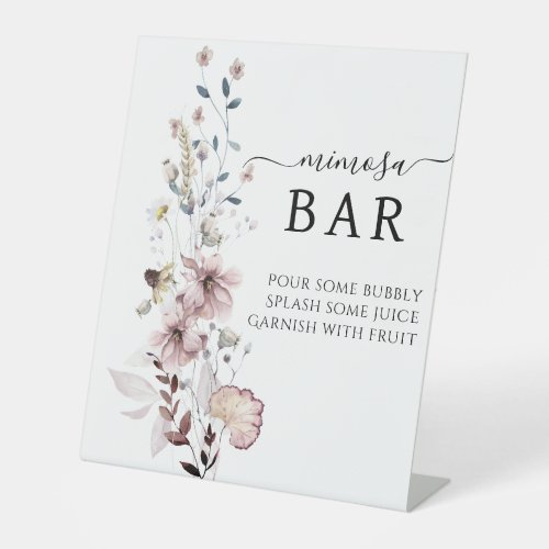 Wildflower boho  modern Bridal Shower Mimosa Bar  Pedestal Sign