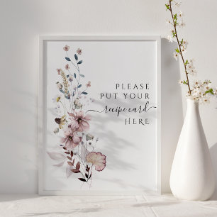 Wildflower boho  modern Bridal Shower recipe Poster