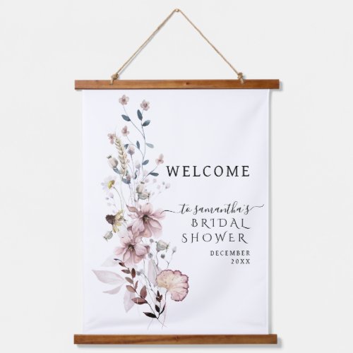 Wildflower boho  modern Bridal Shower Welcome  Hanging Tapestry