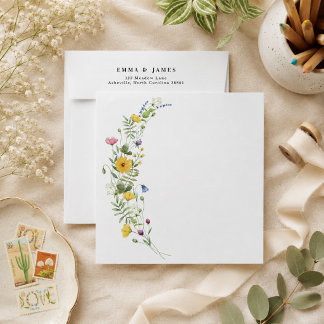 Wildflower Boho Modern Elegant Wedding Floral Envelope