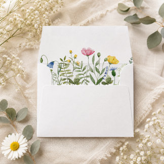 Wildflower Boho Modern Elegant Wedding Floral Envelope