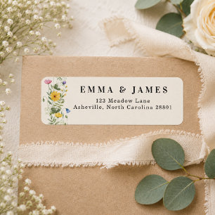 Wildflower Boho Modern Elegant Wedding Floral Label