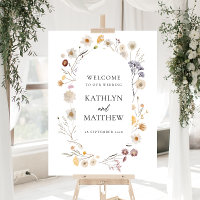 Wildflower Boho Modern Floral Wedding Welcome Sign
