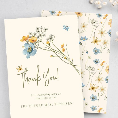 Wildflower boho modern minimalist bridal shower thank you card