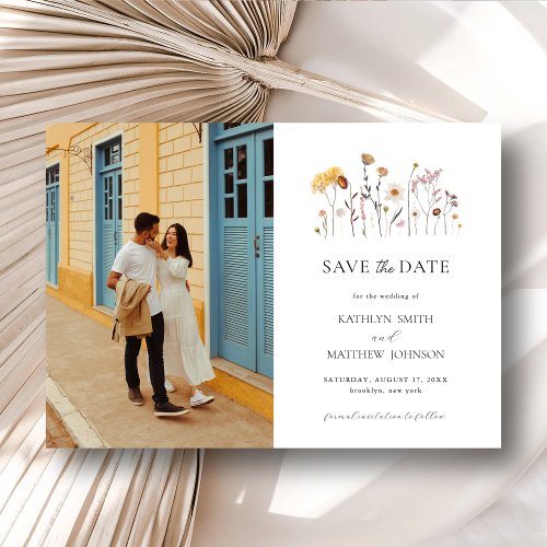 Wildflower Boho Modern Whimsical Save The Date Magnetic Invitation