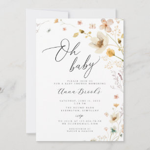 Wildflower boho Oh Baby baby shower Invitation