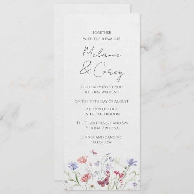 Wildflower Boho Outdoor Digital Wedding Invitation (Front/Back)