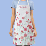 Wildflower Boho Personalized Apron<br><div class="desc">Bohemian botancial wildflower painting.  Pretty Boho floral pink and sage green art on a white background,  with a modern script font for the name.  Original art by Nic Squirrell. Change the name to personalize.</div>