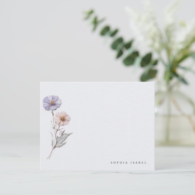 Wildflower Boho Personalized Stationery Note Card (Standing Front)