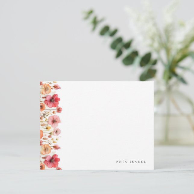 Wildflower Boho Personalized Stationery Note Card (Standing Front)