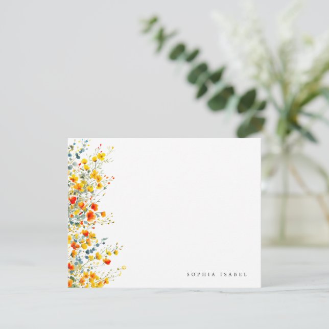 Wildflower Boho Personalized Stationery Note Card (Standing Front)