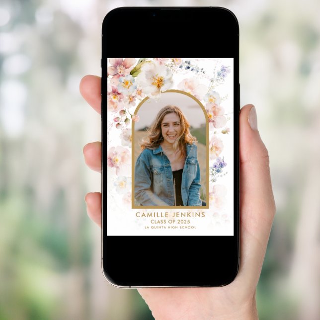 Wildflower Boho Photo Graduation Announcement (Front Digital)