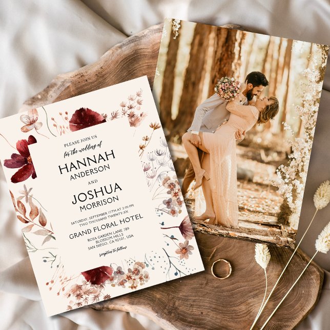 Wildflower Boho Photo Instagram Wedding Invitation Flyer (Creator Uploaded)
