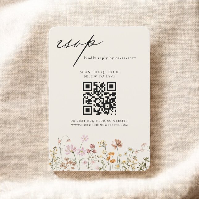 Wildflower Boho QR Code Wedding RSVP Invitation (Creator Uploaded)