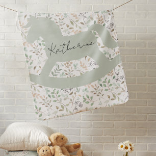 Wildflower Boho Rocking Horse Name Baby Blanket