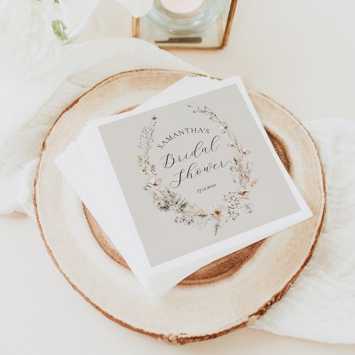 Wildflower Boho Rustic Elegant Bridal Shower Napkins