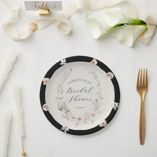 Wildflower Boho Rustic Elegant Bridal Shower Paper Plates