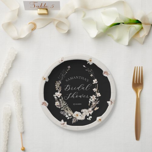 Wildflower Boho Rustic Elegant Bridal Shower Paper Plates