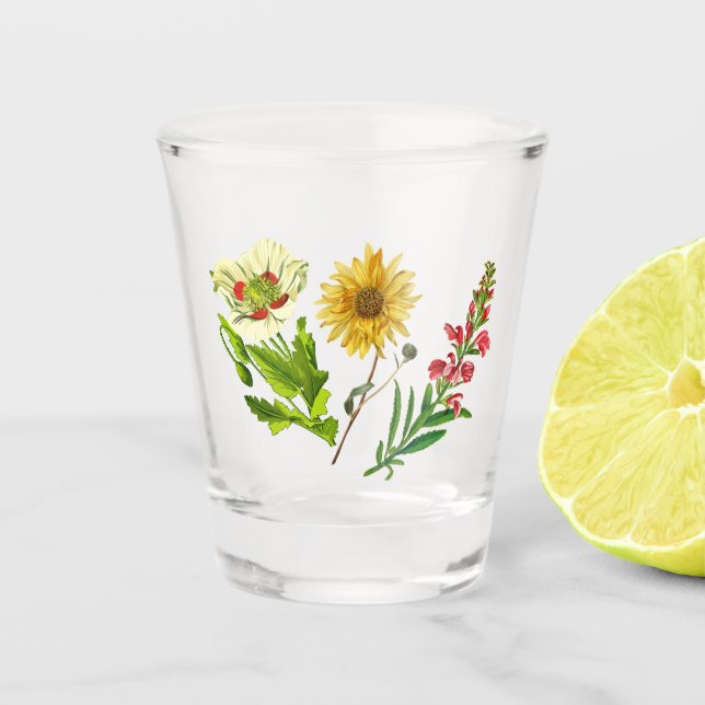 Wildflower Boho Rustic Shot Glass (Front)