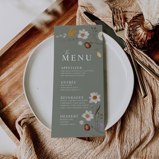 Wildflower Boho Sage Green Menu (Creator Uploaded)