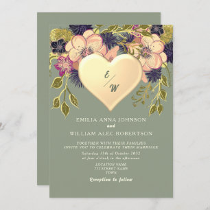 Wildflower Boho Sage Wedding  Invitation