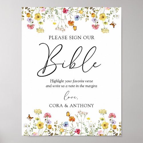Wildflower Boho Sign Our Bible Wedding Sign