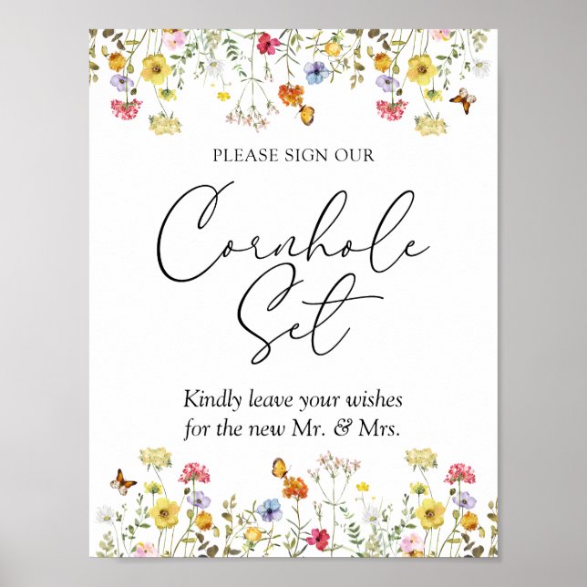 Wildflower Boho Sign Our Cornhole Set Wedding Sign (Front)