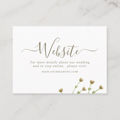 Wildflower Boho Simple Wedding Website Card