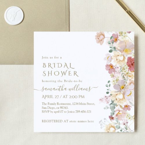 Wildflower Boho Spring Rustic florat Bridal Shower Invitation