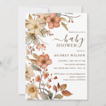 Wildflower Boho Watercolor Baby Shower Invitation