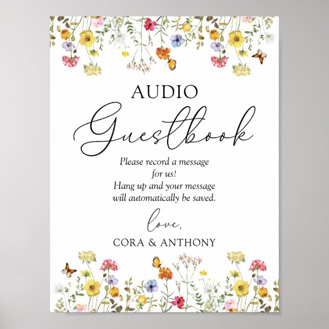 Wildflower Boho Wedding Audio Guestbook Sign (Front)