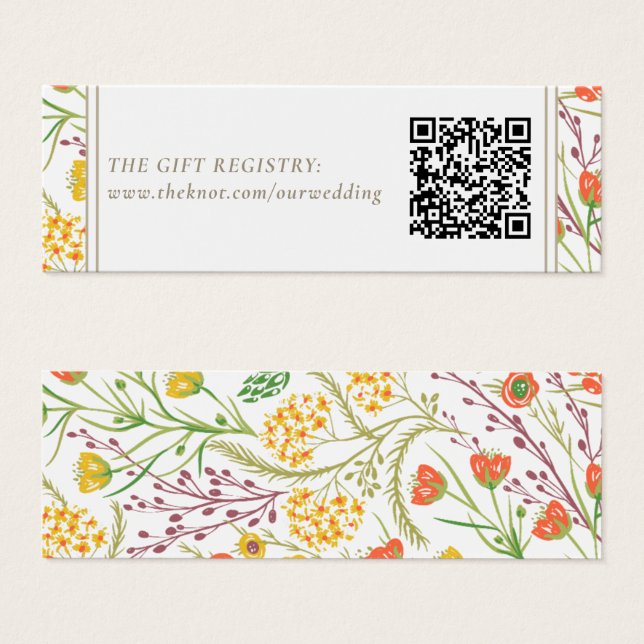 Wildflower Boho Wedding Gift Registry QR Code  (Front & Back)