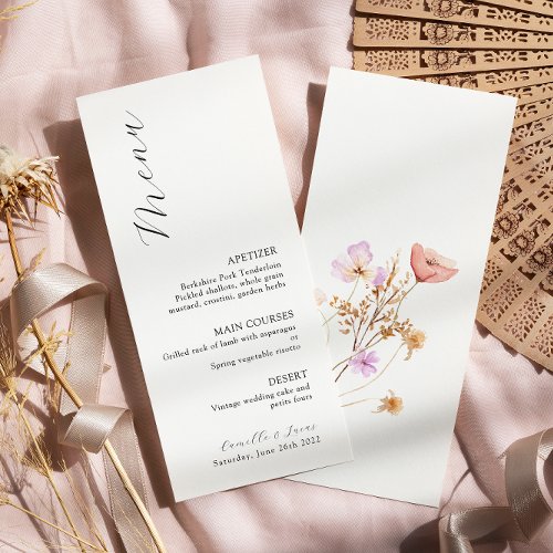 Wildflower Boho Wedding Menu